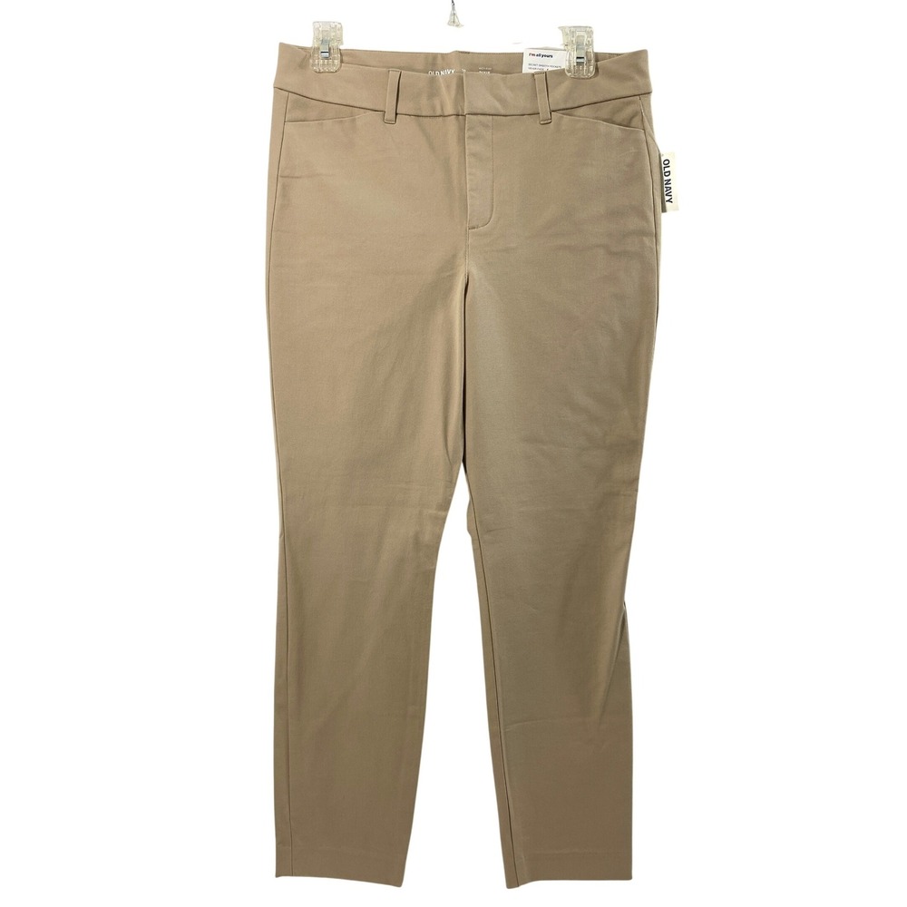 Old Navy Pants Women 10 Pixie High Rise Ankle Khaki Tan Chino Stretch Work  NWT
